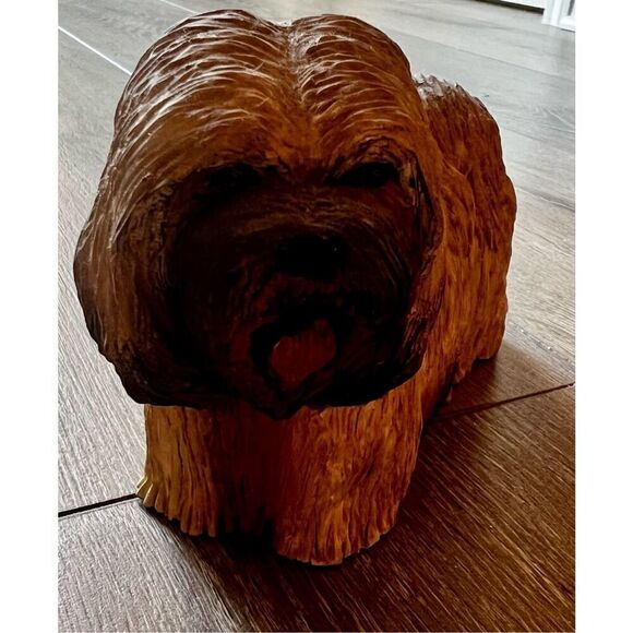 Brileyco Lhasa Apso Dog Figurine Signed Vintage Sculpture Hans Painted Artwork - Picture 8 of 10